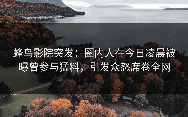 蜂鸟影院突发：圈内人在今日凌晨被曝曾参与猛料，引发众怒席卷全网