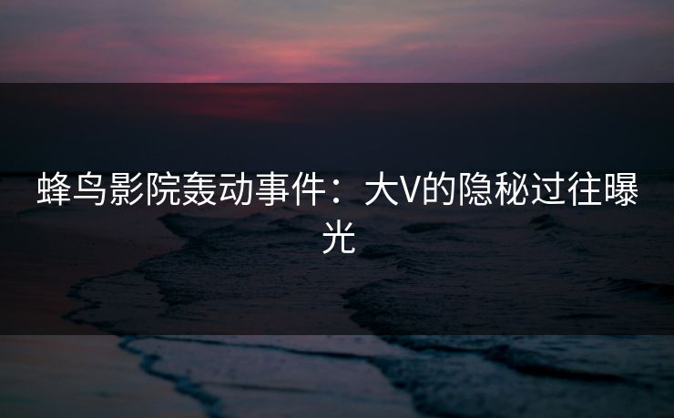 蜂鸟影院轰动事件：大V的隐秘过往曝光