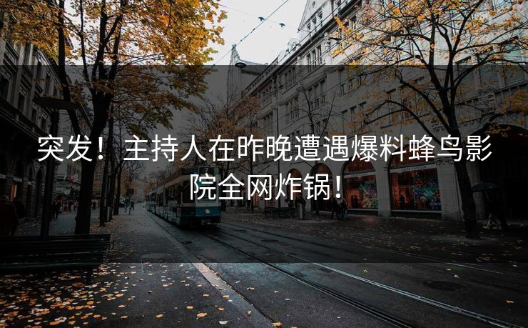 突发！主持人在昨晚遭遇爆料蜂鸟影院全网炸锅！