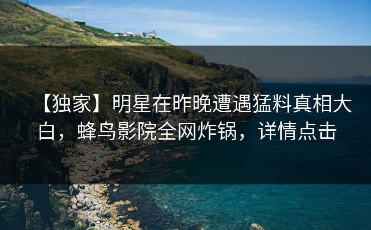【独家】明星在昨晚遭遇猛料真相大白，蜂鸟影院全网炸锅，详情点击