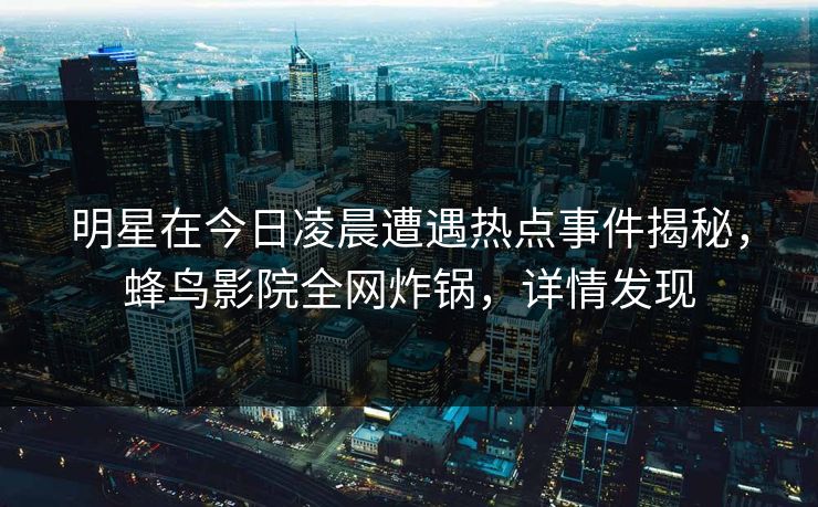 明星在今日凌晨遭遇热点事件揭秘，蜂鸟影院全网炸锅，详情发现