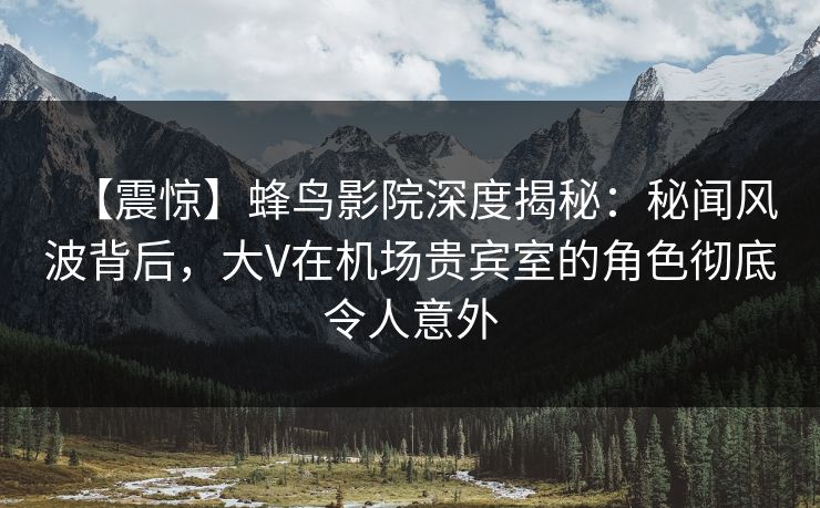 【震惊】蜂鸟影院深度揭秘：秘闻风波背后，大V在机场贵宾室的角色彻底令人意外