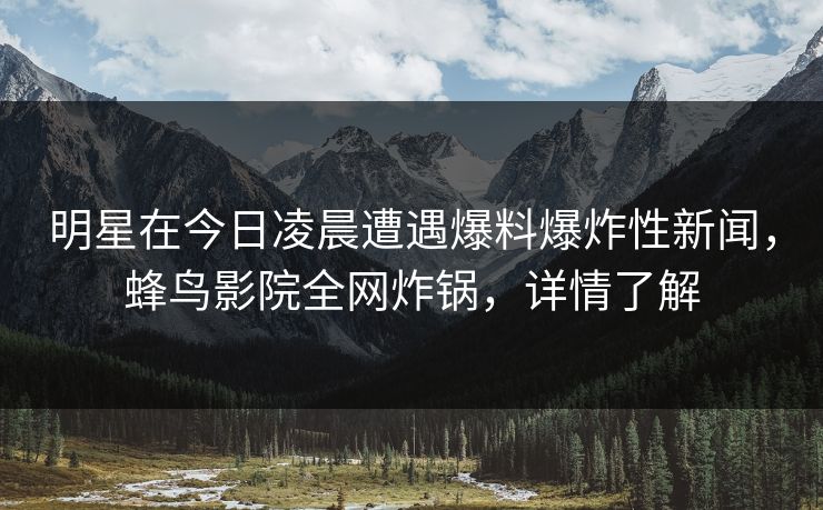 明星在今日凌晨遭遇爆料爆炸性新闻，蜂鸟影院全网炸锅，详情了解