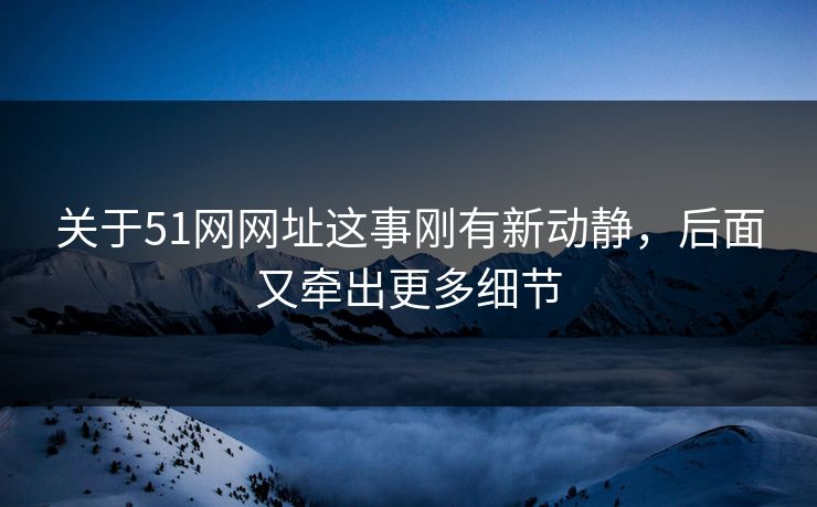 关于51网网址这事刚有新动静，后面又牵出更多细节